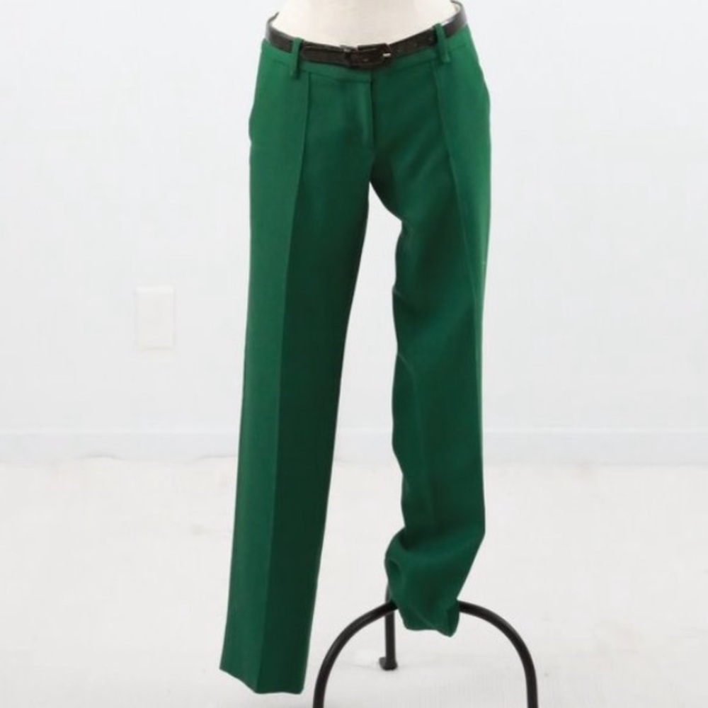Oscar De La Renta RTW Pants 8 Wool Trousers Pants Green Holiday Party